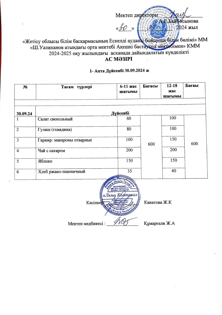 Ас мәзірі 30.09.2024 ж.