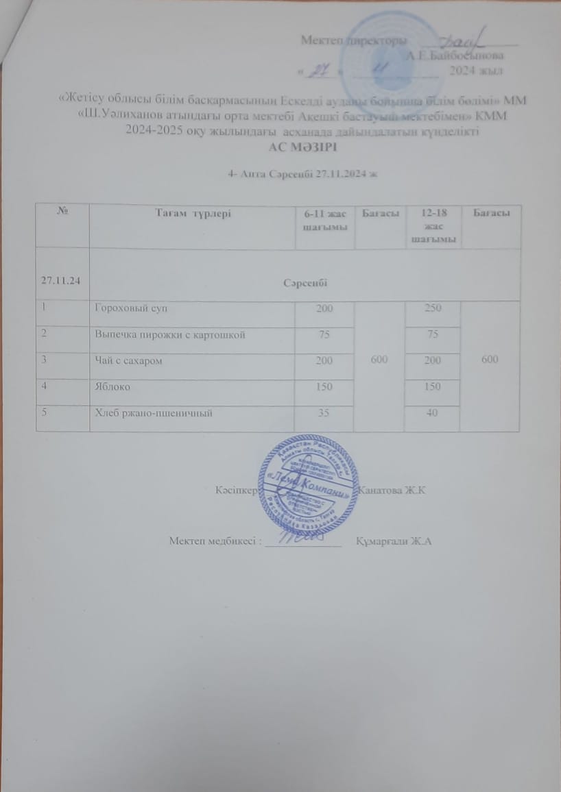 Ас мәзірі 27.11.2024