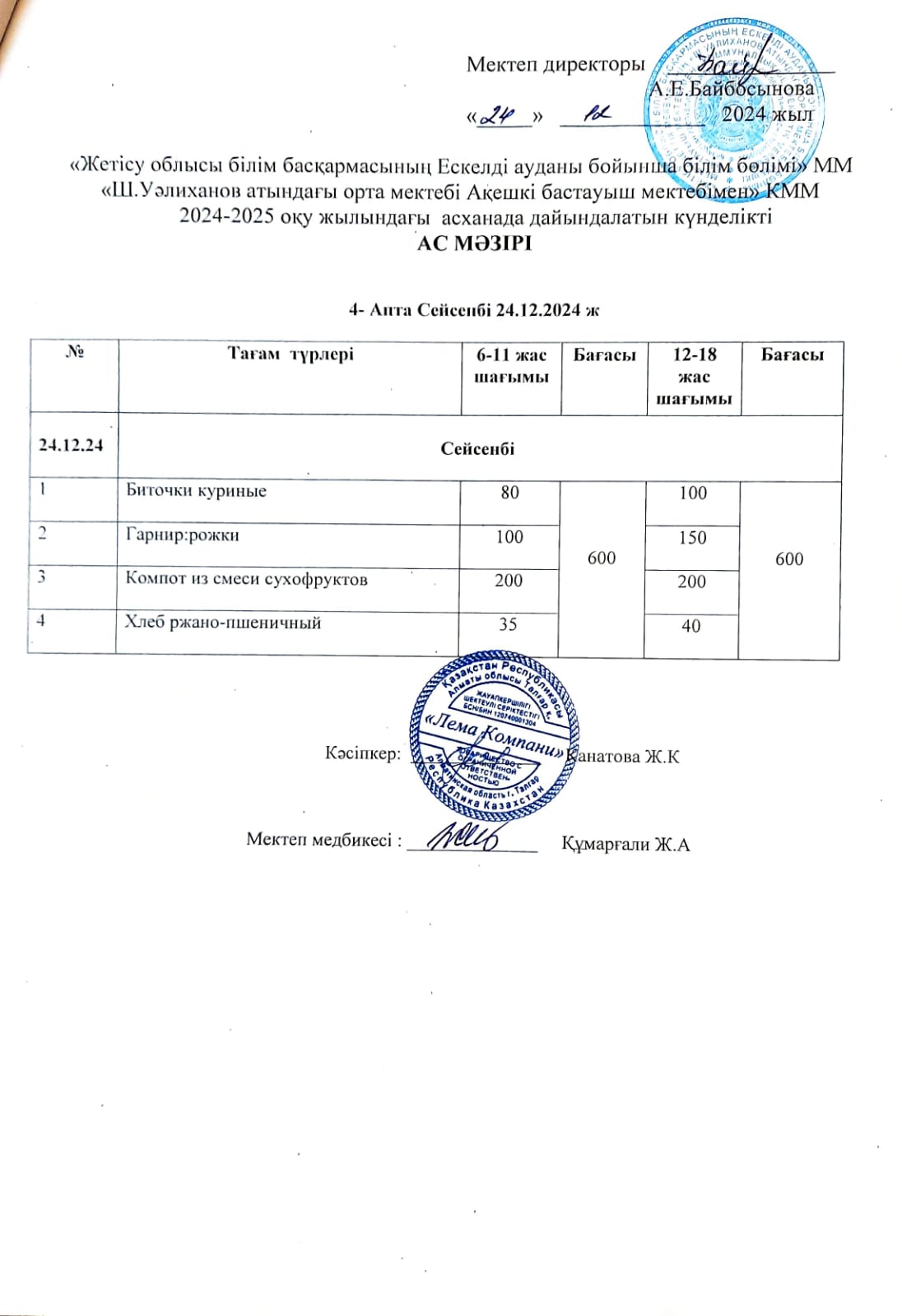Ас мәзірі 24.12.2024