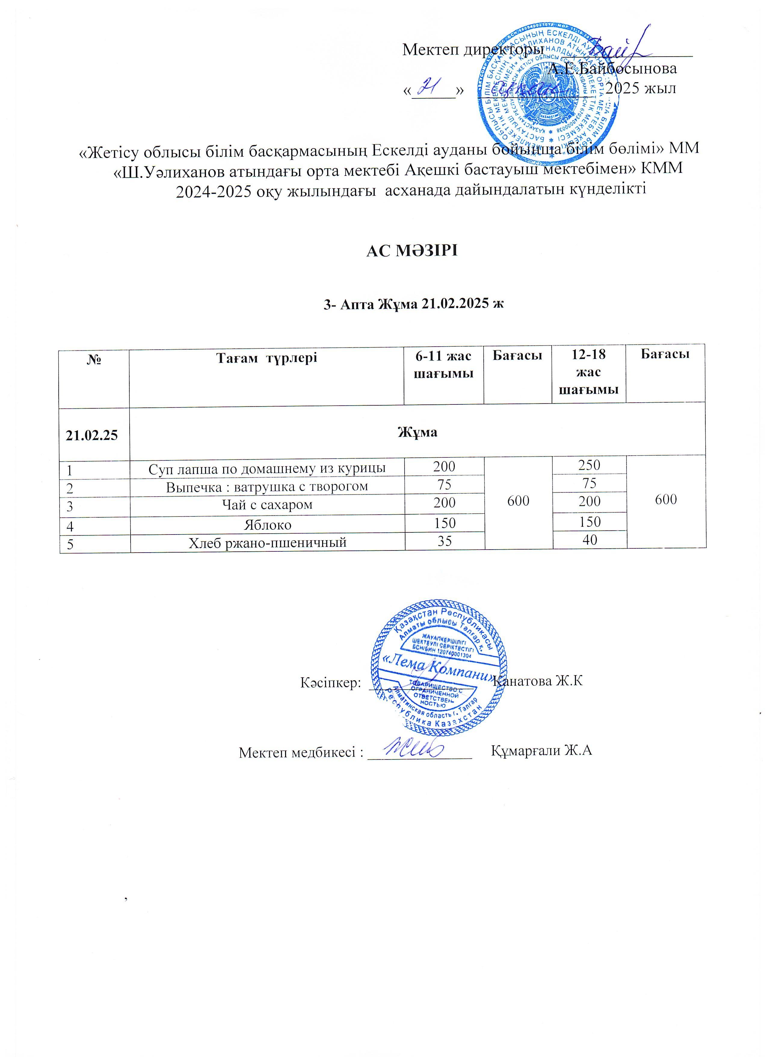 Ас мәзірі 21.02.2025